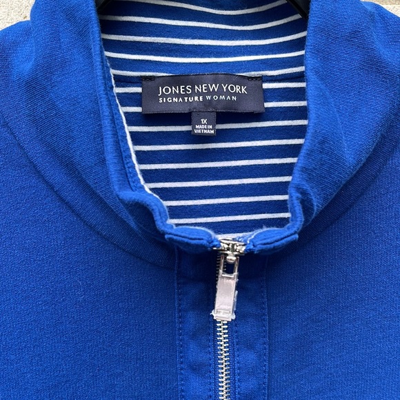 Jones New York Woman’s Jacket Size 1X Full Zip Front pockets Color Blue - Picture 3 of 6